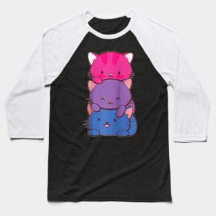 Bisexual Pride Kawaii Kitty Cat Stack Anime Baseball T-Shirt